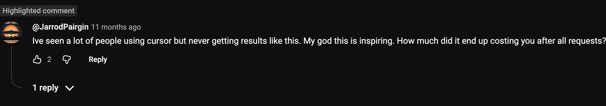 YouTube comment