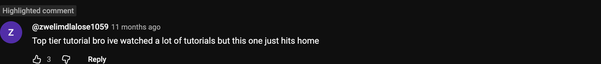 YouTube comment